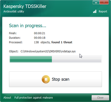 Kaspersky TDSSKiller scanning