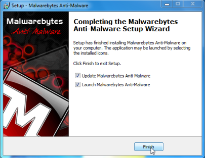 [Image: Finishing Malwarebytes installation]