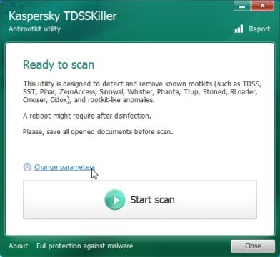 Kaspersky TDSSKiller change settings