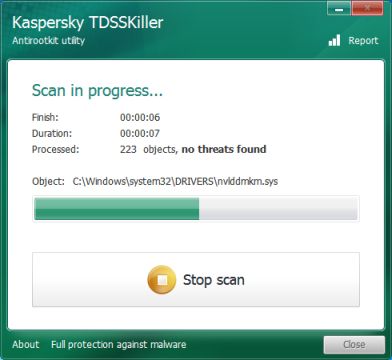 Kaspersky TDSSKiller scan