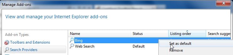 [Image: Change to default search engine in Internet Explorer]