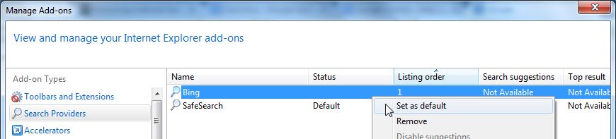 [Image: SafeSearch Internet Explorer search engine]