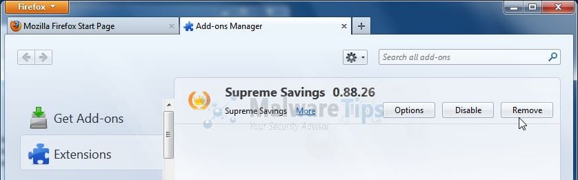 [Image: Supreme Savings Firefox extension]