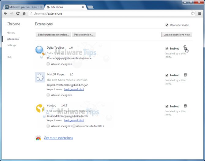 ... Remove Delta Toolbar, BrowserProtect and Yontoo extensions from Chrome