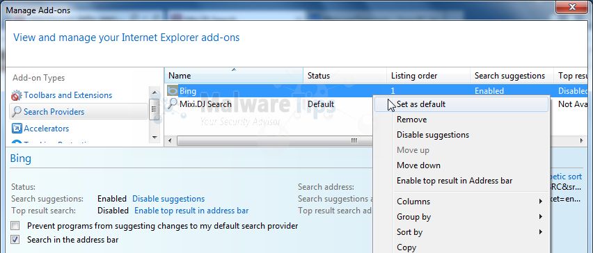 [Image: Mixi DJ Search Internet Explorer redirect]