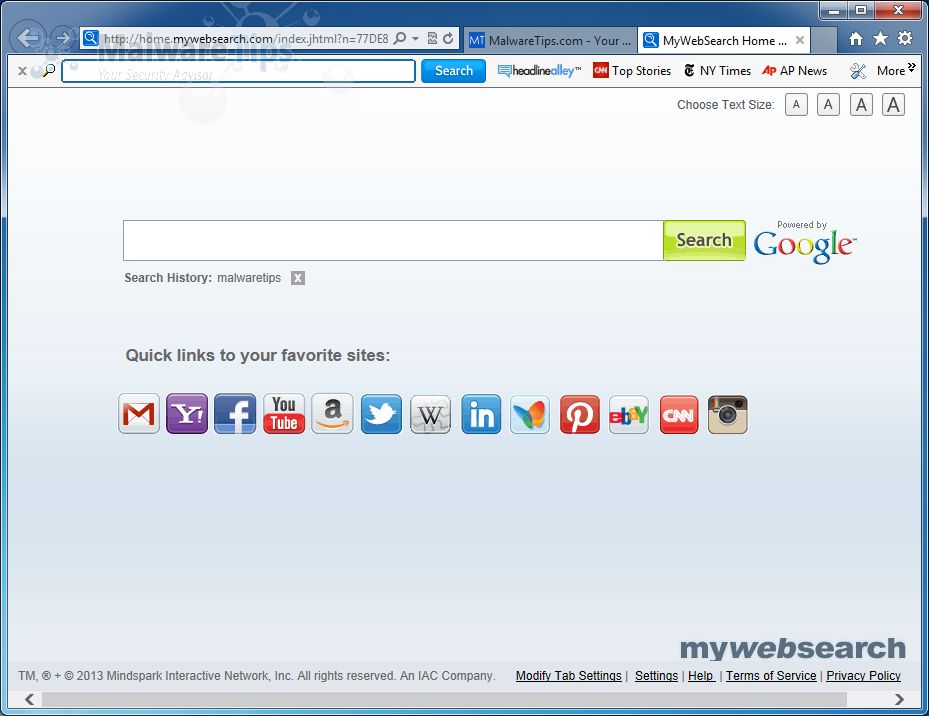 your browser homepage to home mywebsearch com and set your browser ...