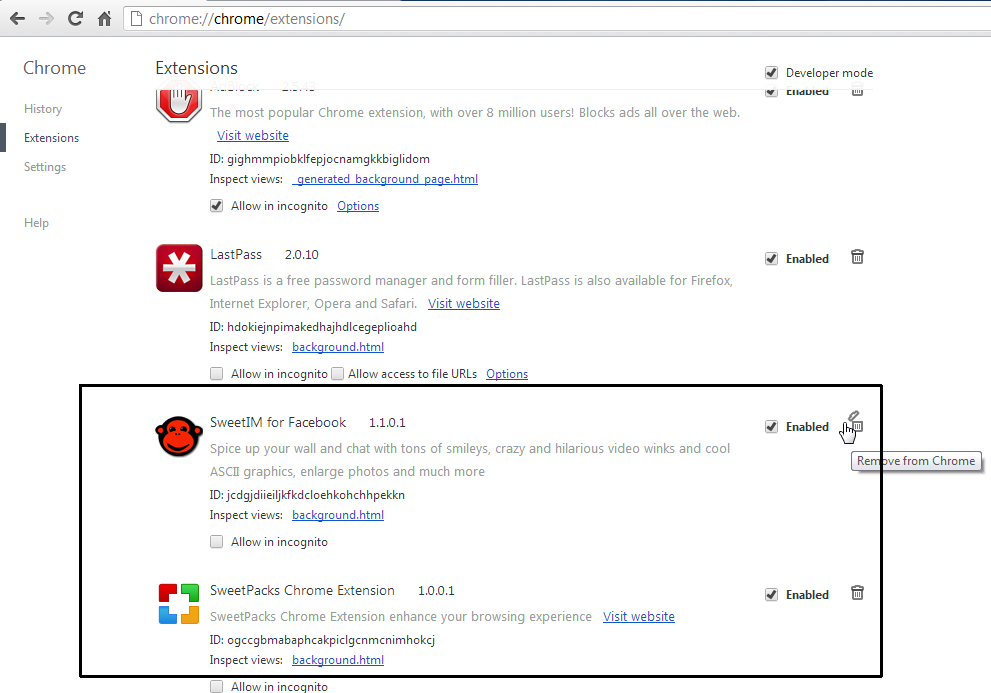 [Image: Sweetpacks Chrome extensions]