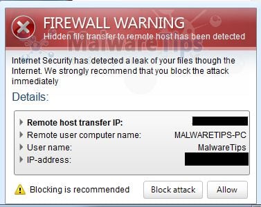 [Image: Internet Security 2013 Firewall Warning ]