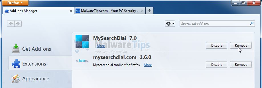 [Image: Start.MySearchDial Firefox extension]
