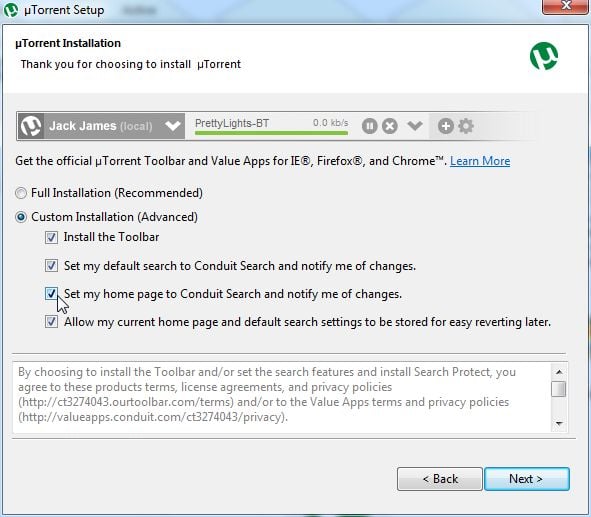 This means that you'll have to remove Utorrent Toolbar from your favorite web browser manually.