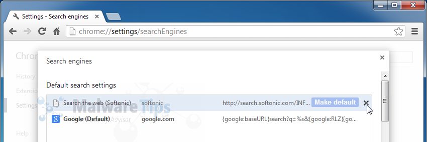 [Image: Softonic Web Search Chrome removal]