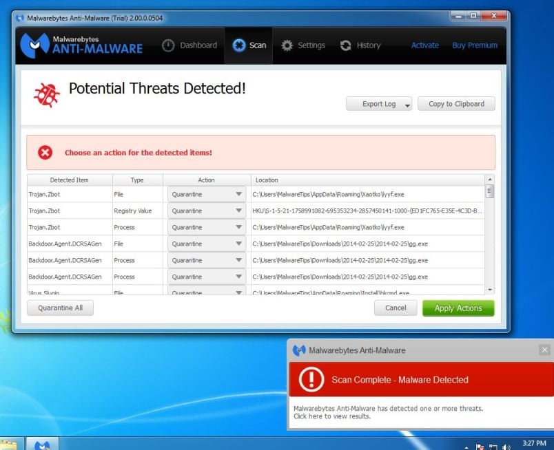 [Image: Remove the malware that Malwarebytes Anti-Malware has found]