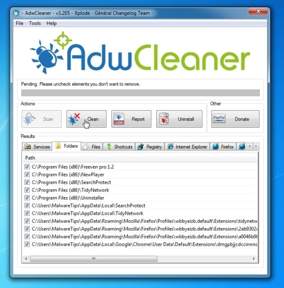 Remove Trovi.com virus with AdwCleaner