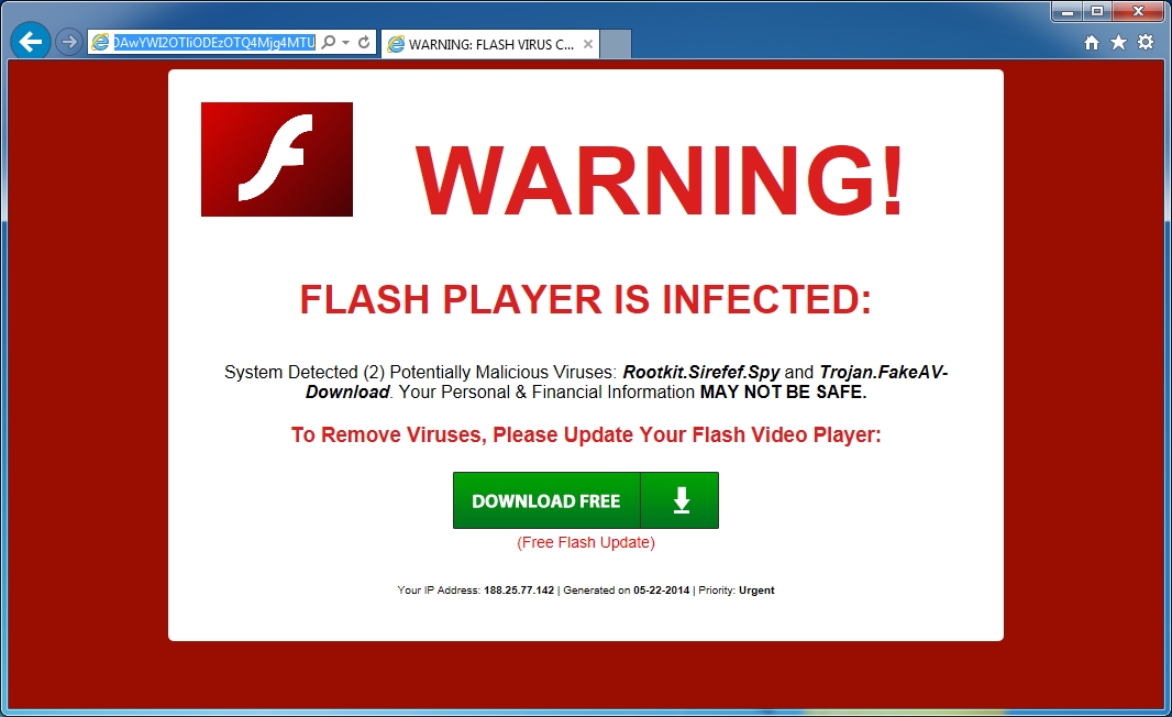 [Image: PcWarnings.com pop-up virus]