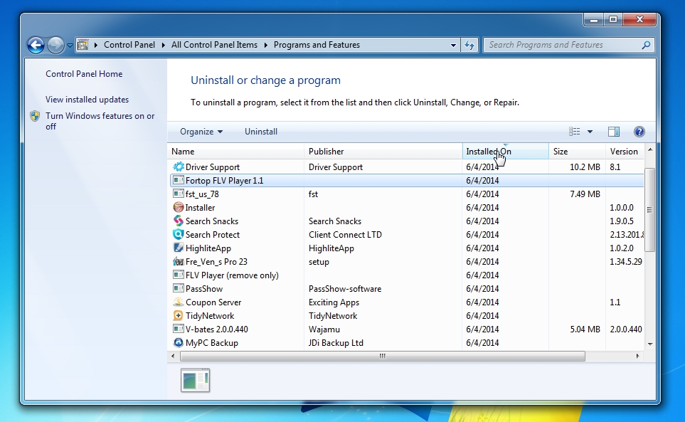 [Image: Uninstall Search Protect by Client Connect Ltd from Windows]