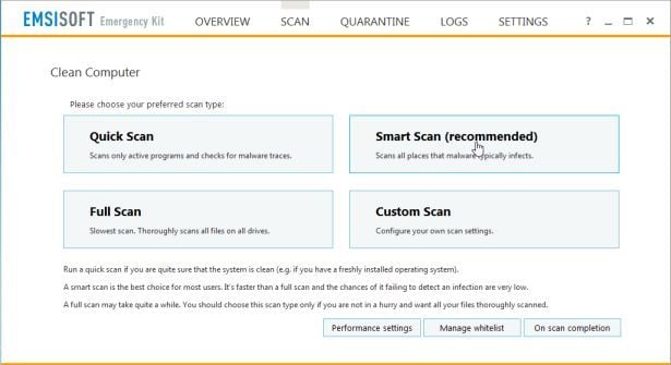 Emsisoft Emergency Kit:  Smart Scan