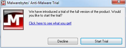 [Image: Decline Malwarebytes trial]