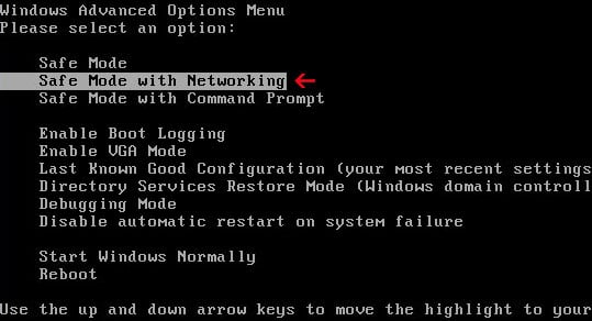 [Image:
                                      Safe Mode with Networking]