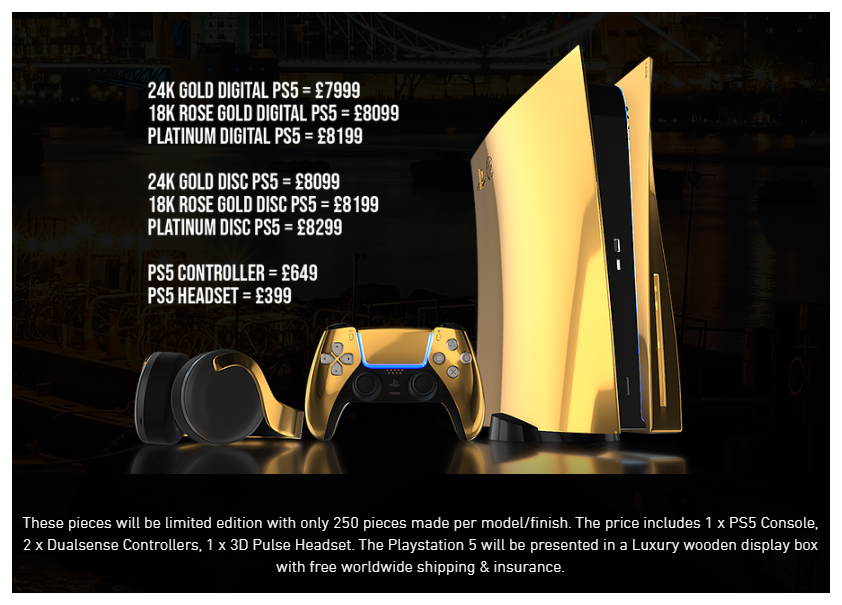 Truly Exquisite offering 24K Gold and 18K Rose Gold PS5 (Pre-order,  Limited)