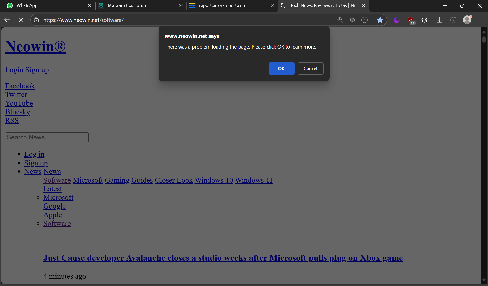 Thread 'Neowin website potential risk?'