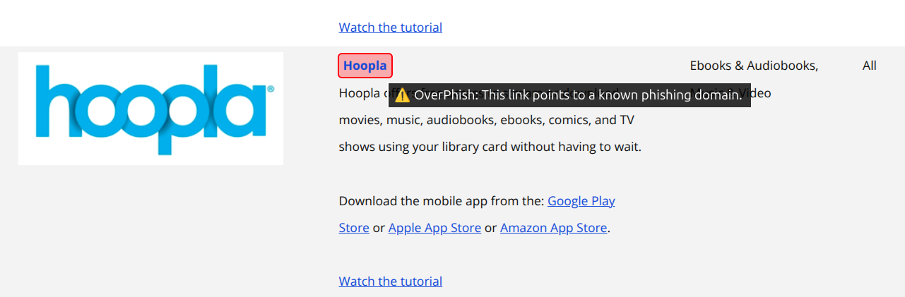 OverPhish Detects Hoopla As Phishing - Screenshot from 2026-09-05 16-30-08.png