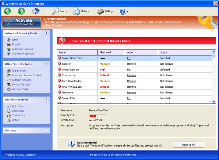 Windows Activity Debugger virus