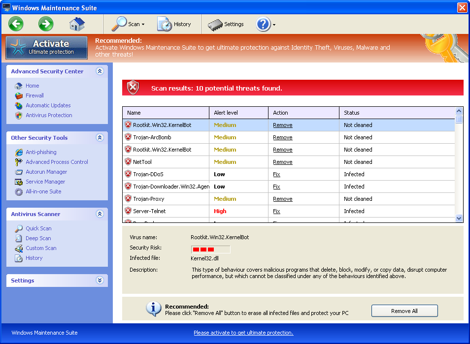 [Image: Windows Maintenance Suite virus]
