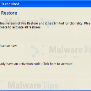 File Restore activation prompt