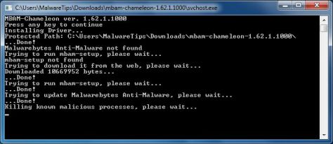Malwarebytes Chameleon killing malware