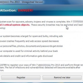 Win 7 Internet Security Pro 2013 Warning