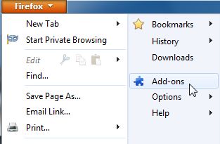 Firefox addon menu 