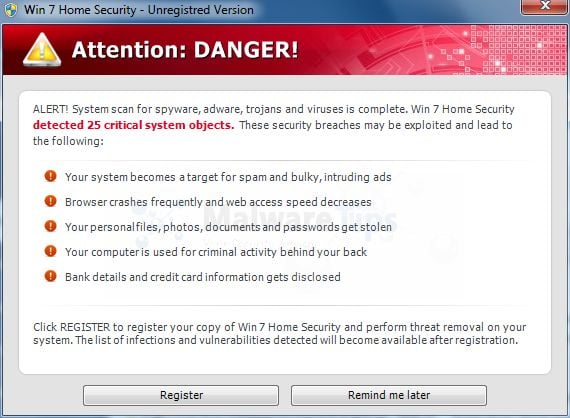 Win 7 Home Security Warning