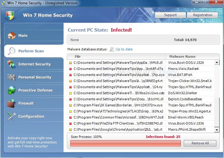 Win 7 Home Security fake acan