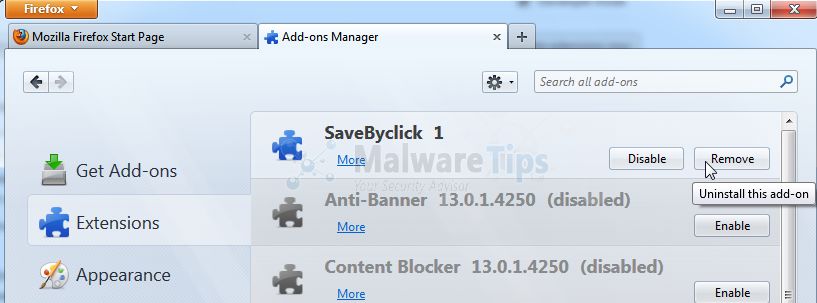 [Image: Savebyclick Firefox Extension]