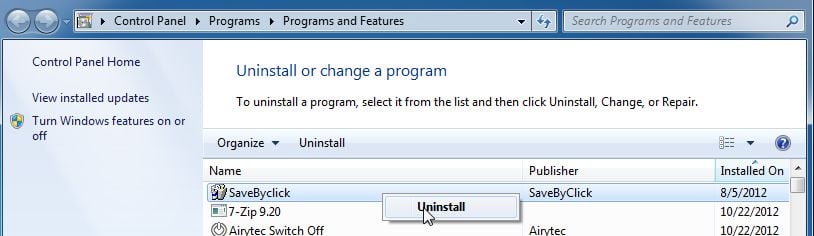 [Image: SaveByClick Uninstaller]