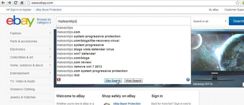 [Image: Search Enhance hijack on ebay]