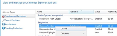 [Image: Babylon Internet Explorer add-ons]