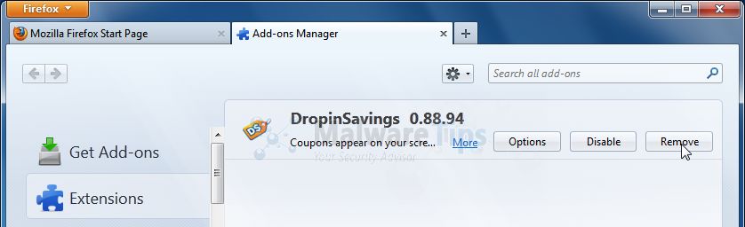 [Image: Drop In Savings Firefox extension]