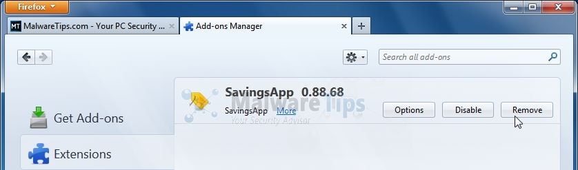 [Image: SavingsApp Firefox extension]