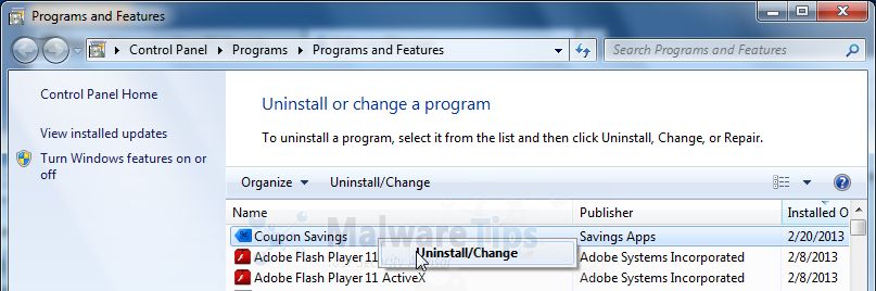 [Image: Uninstall bSaving program]