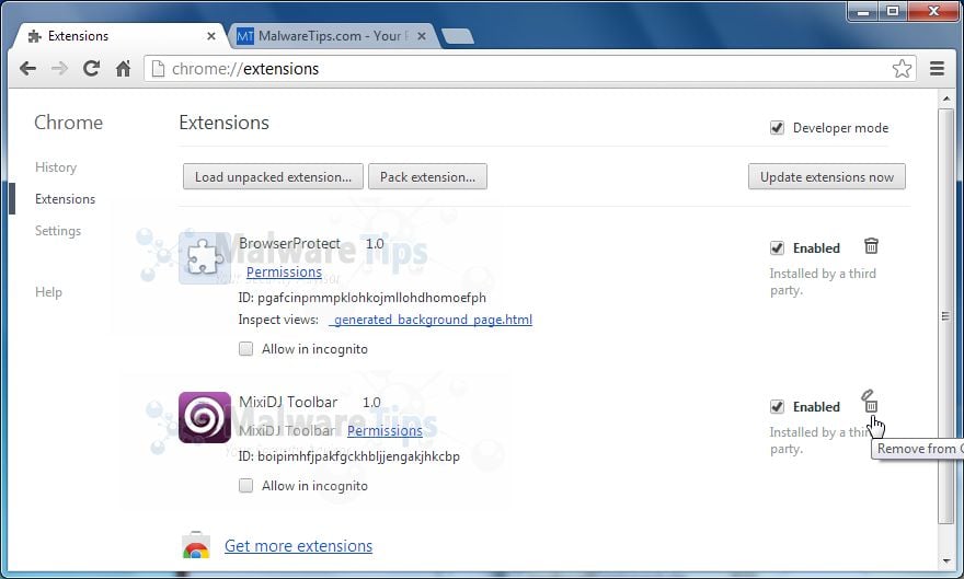 [Image: Mixi DJ Search Chrome extensions]