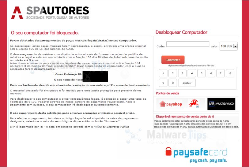 [Image: SPAUTORES O seu computador foi bloqueado virus]