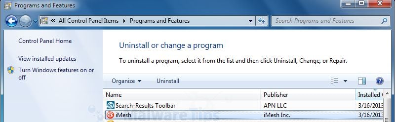 [Image: Uninstall Search-Results Toolbar]