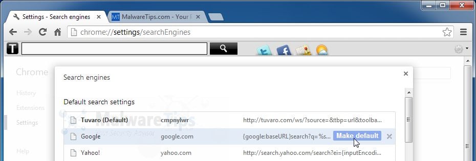 [Image: Tuvaro Search Chrome redirect virus]