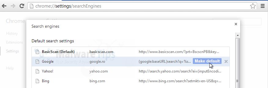 [Image: BasicScan Chrome redirect]