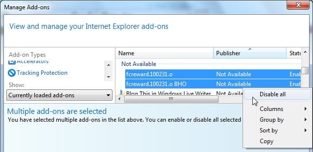 [Image:  Screenshot of  Bucksbee Search Internet Explorer add-ons]