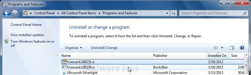 [Image: Uninstall Bucksbee Search programs]