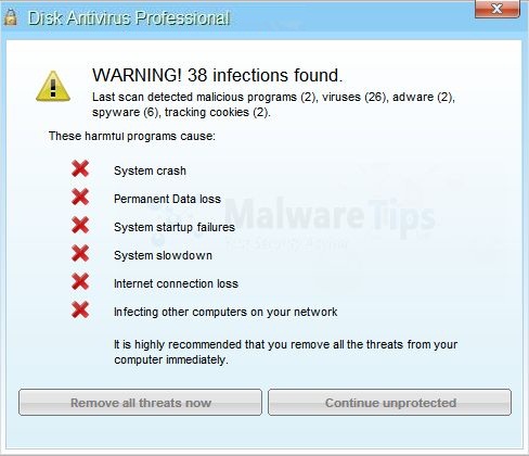 [Image: Disk Antivirus Professional Warning