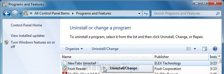 [Image: Uninstall Bigseekpro programs]