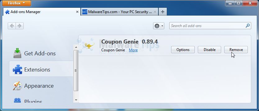 [Image: Coupon Genie Firefox extension]